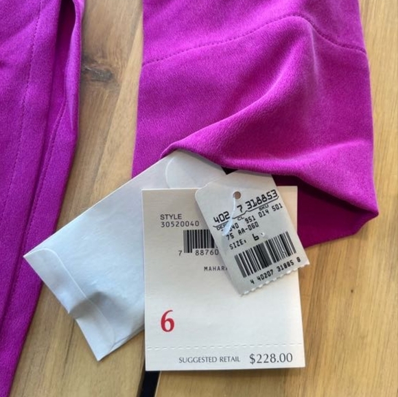 Nwt Dana Buchman Vintage Fuschia Gold Brass Button Down 100% Silk Jacket Size 6 - Picture 4 of 5